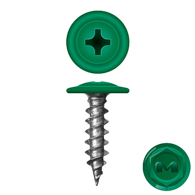 Caморез ПШ по дереву 4,2х16 RAL6029 Зеленая мята прессшайба