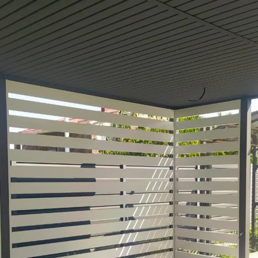 Фото 6 беседка-пергола из металлопланкена Беленый Дуб Printech Корея