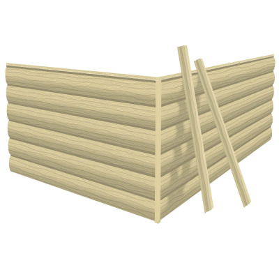 Фото сайдинга металлического (металлосайдинга) царьсайдинга Бревно Рубленое 4Д RAL1014 Бежевый для фасада дома